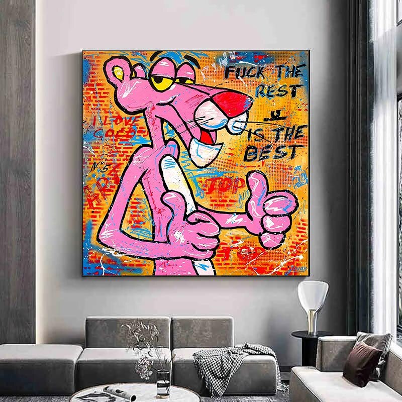 Whimsical Pink Panther - Playful Wall Art-MinimalisticDecor.com