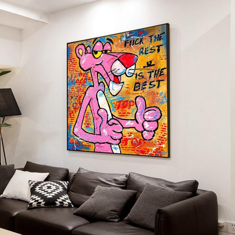Whimsical Pink Panther - Playful Wall Art-MinimalisticDecor.com