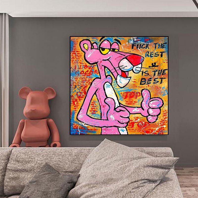 Whimsical Pink Panther - Playful Wall Art-MinimalisticDecor.com
