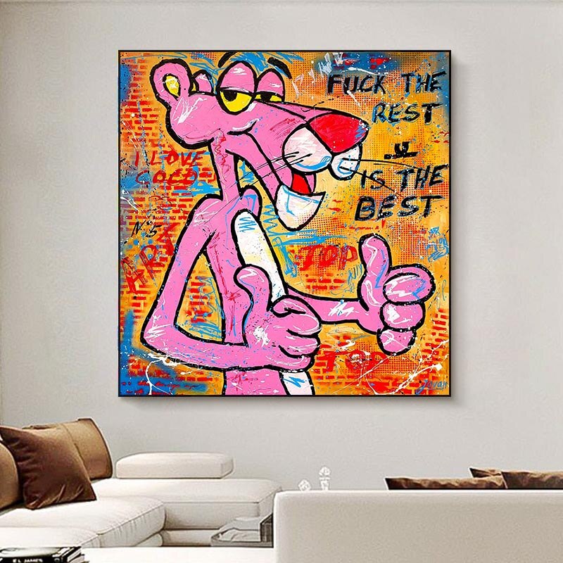 Whimsical Pink Panther - Playful Wall Art-MinimalisticDecor.com