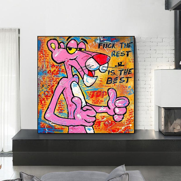 Whimsical Pink Panther - Playful Wall Art-MinimalisticDecor.com
