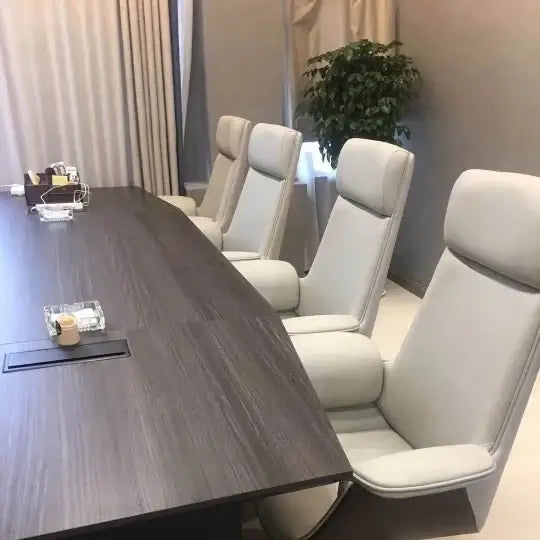 White Leather Executive Office Chair – Adjustable Ergonomic Swivel Design-MinimalisticDecor.com