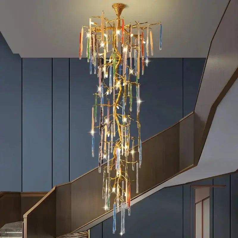 Winter Tree Colourful Crystal Tunes Chandelier Lighting-MinimalisticDecor.com