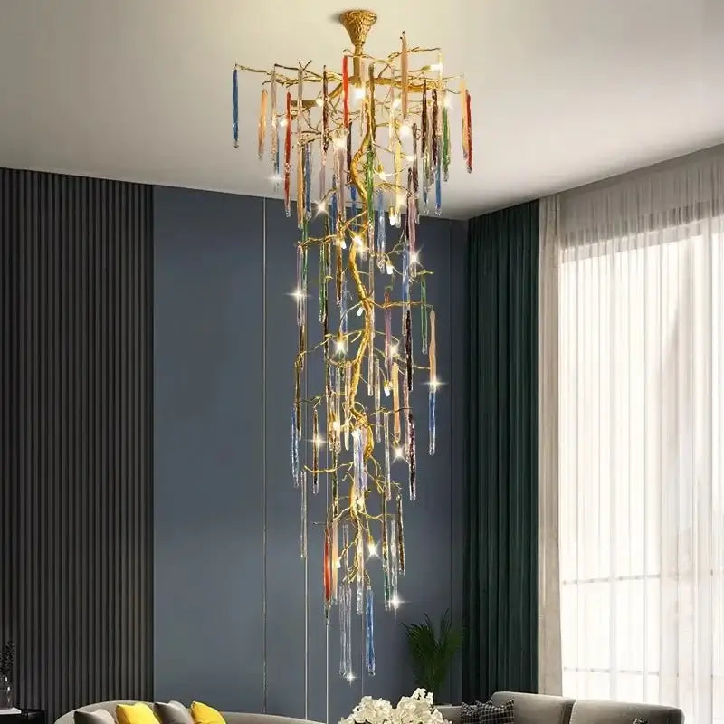 Winter Tree Colourful Crystal Tunes Chandelier Lighting-MinimalisticDecor.com