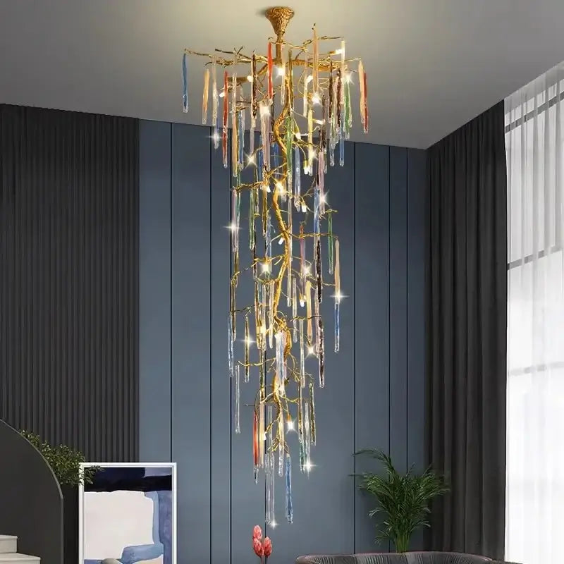 Winter Tree Colourful Crystal Tunes Chandelier Lighting-MinimalisticDecor.com