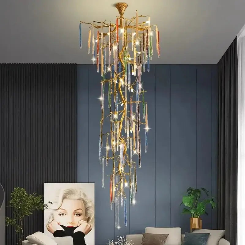 Winter Tree Colourful Crystal Tunes Chandelier Lighting-MinimalisticDecor.com
