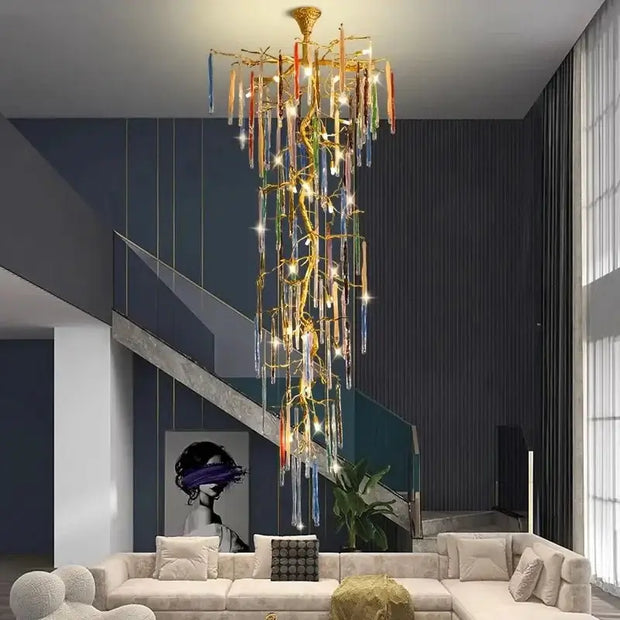 Winter Tree Colourful Crystal Tunes Chandelier Lighting-MinimalisticDecor.com