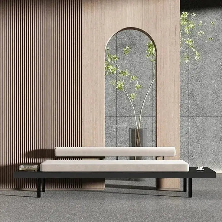Wooden Shoe Bench – Extra Long Upholstered Entryway Stool-MinimalisticDecor.com