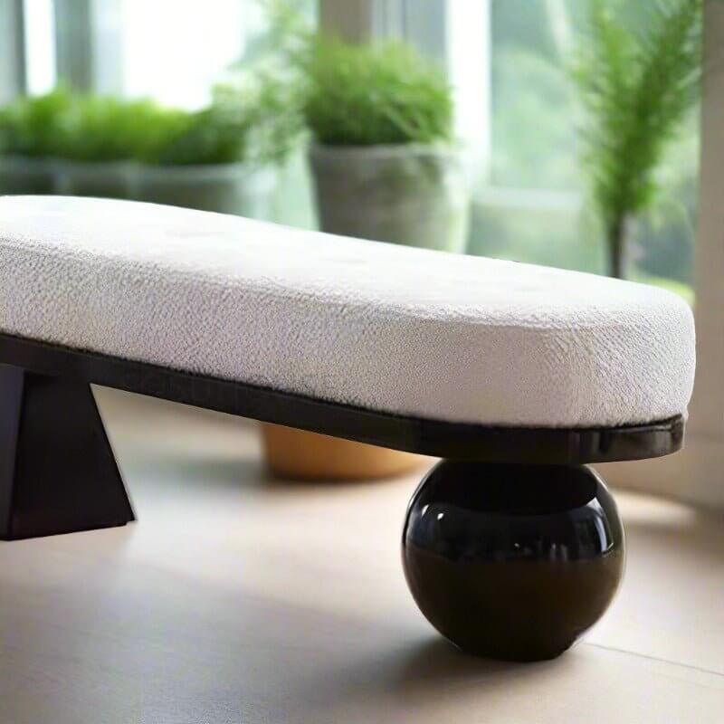 Wooden Shoe Bench with Lamb Wool Cushion – Entryway Stool in Various Sizes-MinimalisticDecor.com